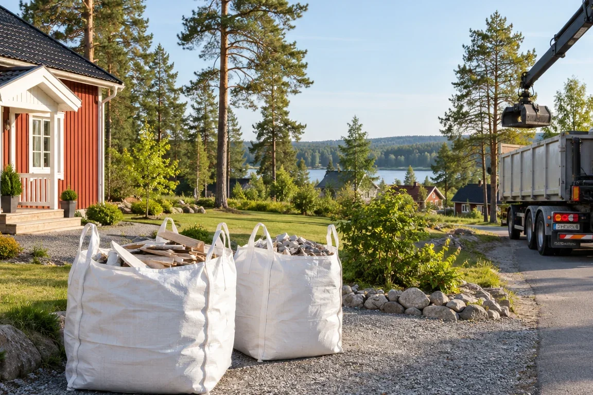 Hämtning av byggsäckar i Upplands-Bro