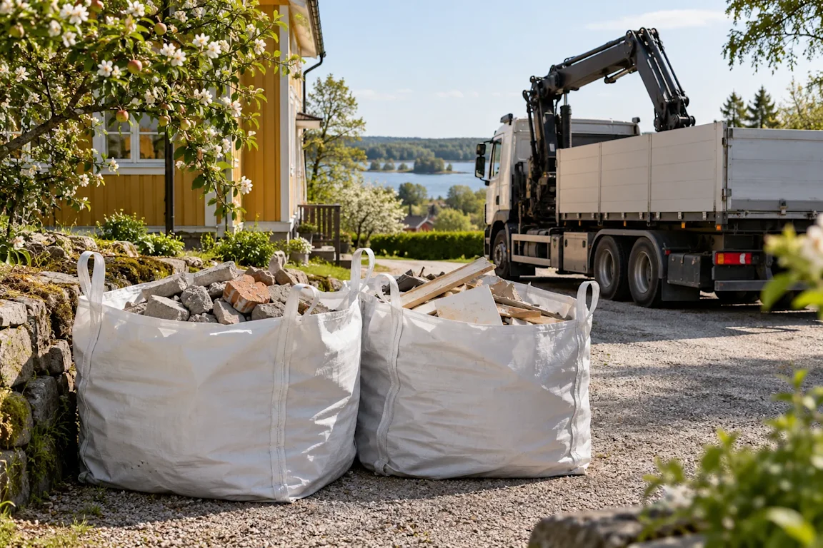 Hämtning av byggsäckar i Ekerö