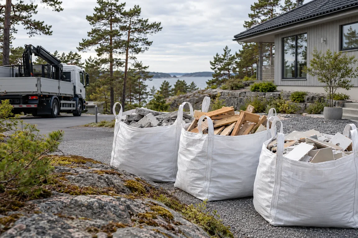 Hämtning av byggsäckar i Värmdö