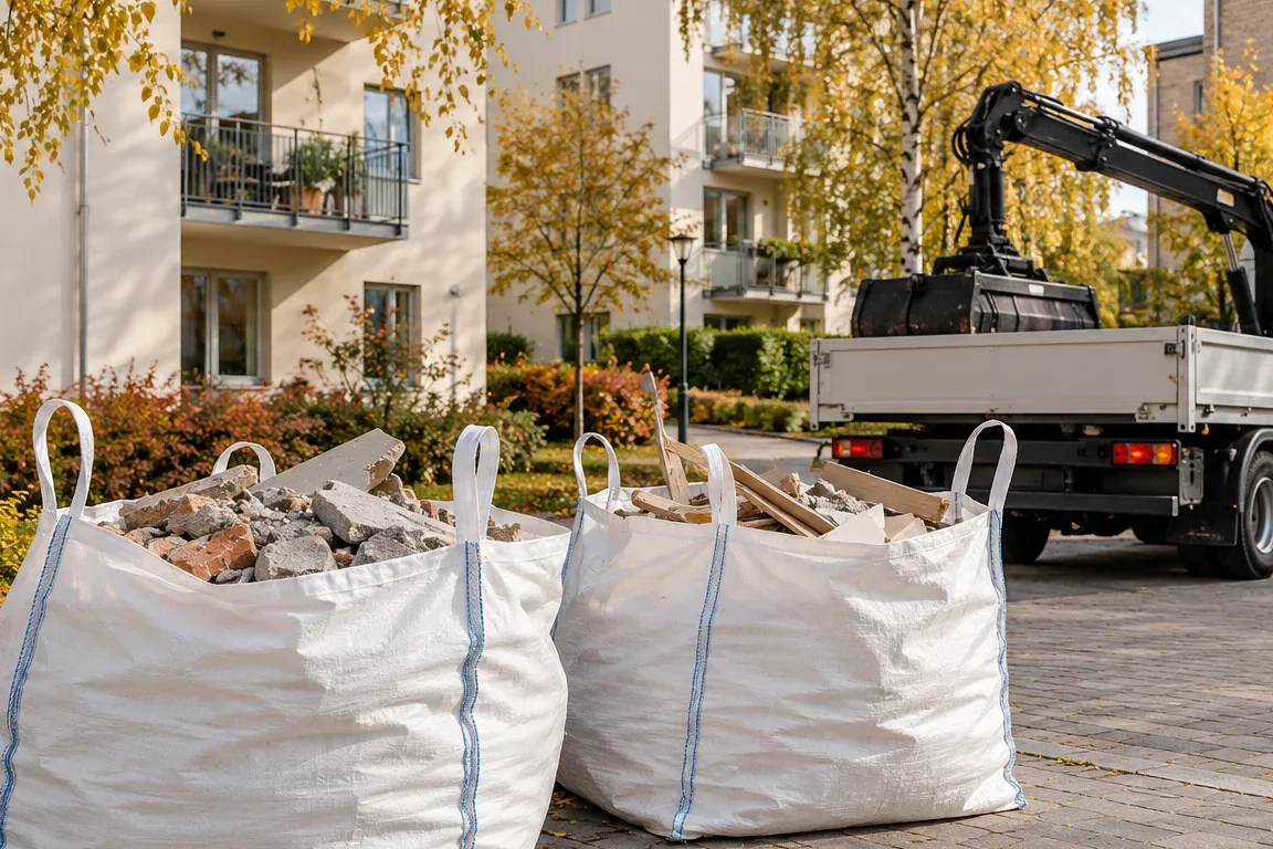 Hämtning av byggsäckar i Upplands Väsby