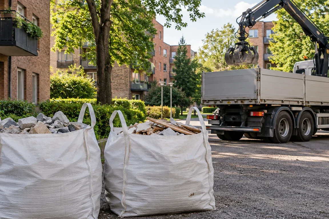 Hämtning av byggsäckar i Södertälje