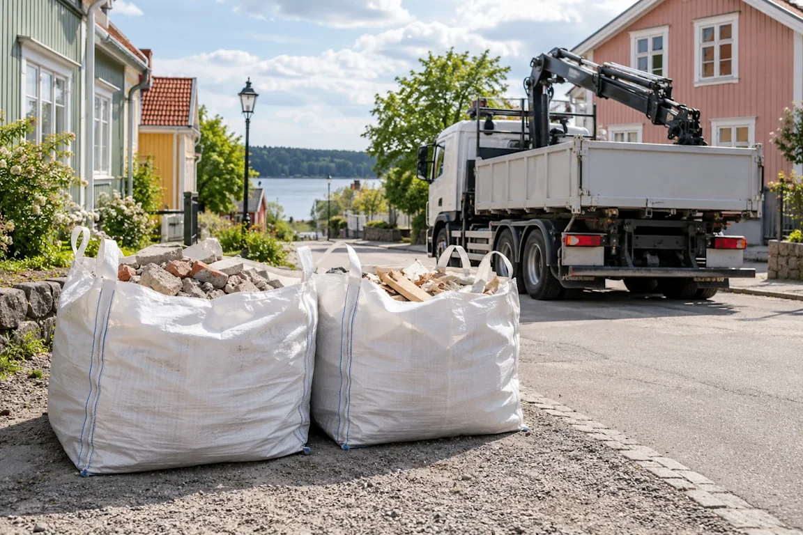Hämtning av byggsäckar i Sigtuna