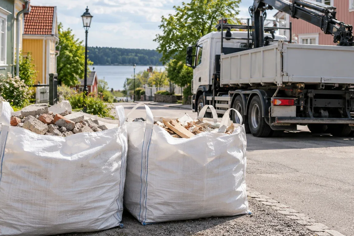 Hämtning av byggsäckar i Sigtuna