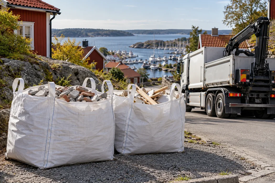 Hämtning av byggsäckar i Nynäshamn