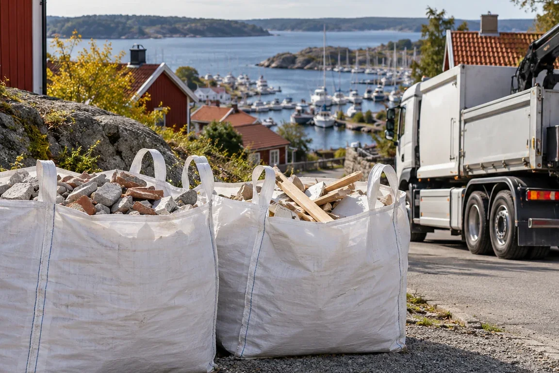 Hämtning av byggsäckar i Nynäshamn