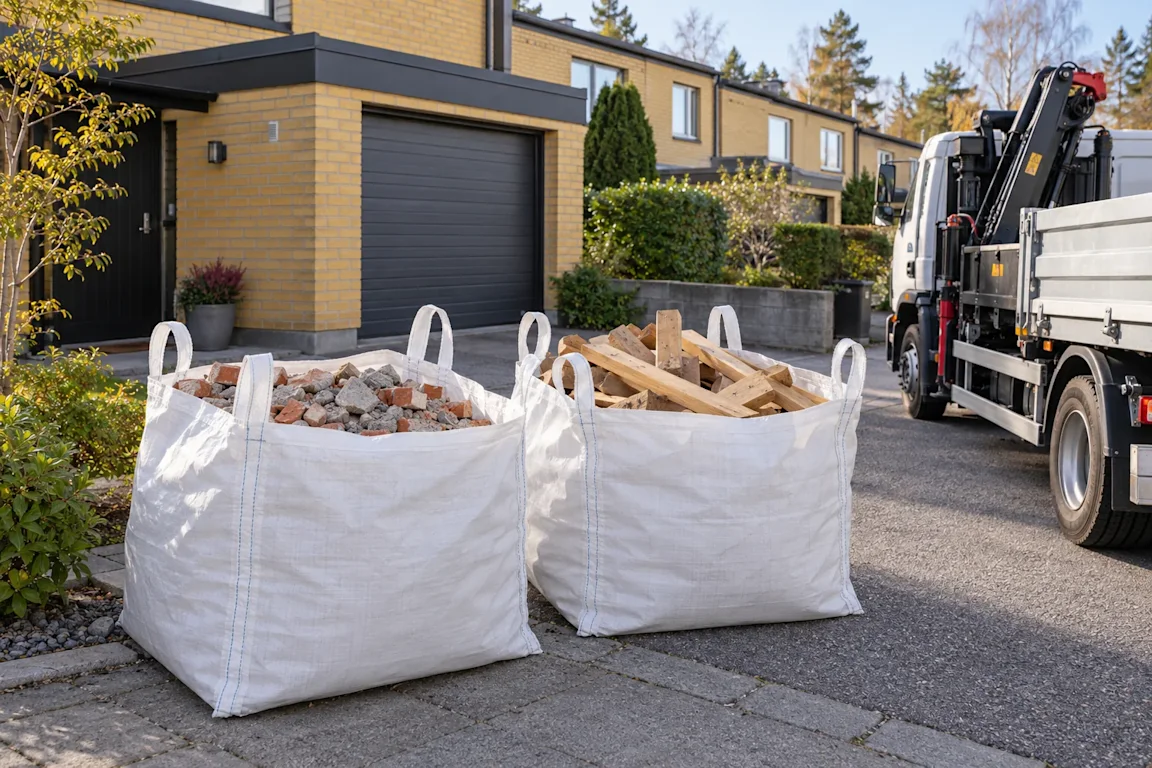Hämtning av byggsäckar i Järfälla