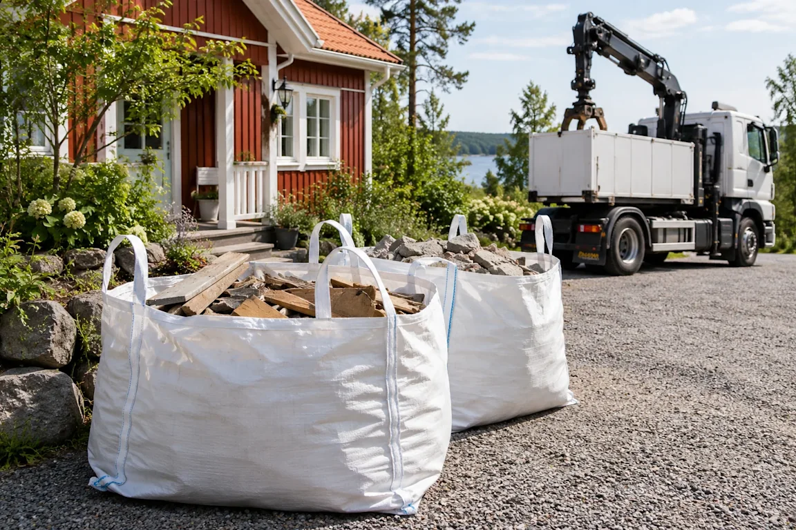 Hämtning av byggsäckar i Norrtälje