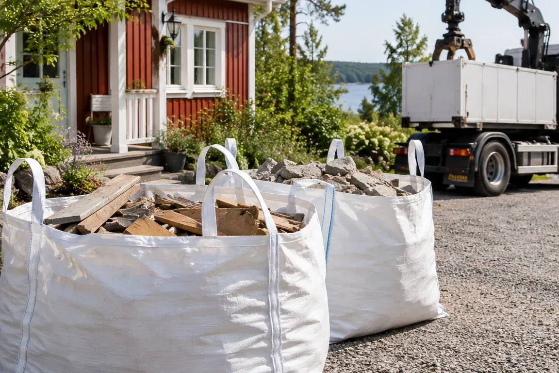 Hämtning av byggsäckar i Norrtälje