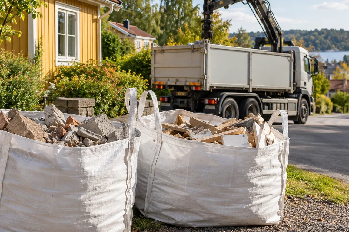 Hämtning av byggsäckar i Österåker