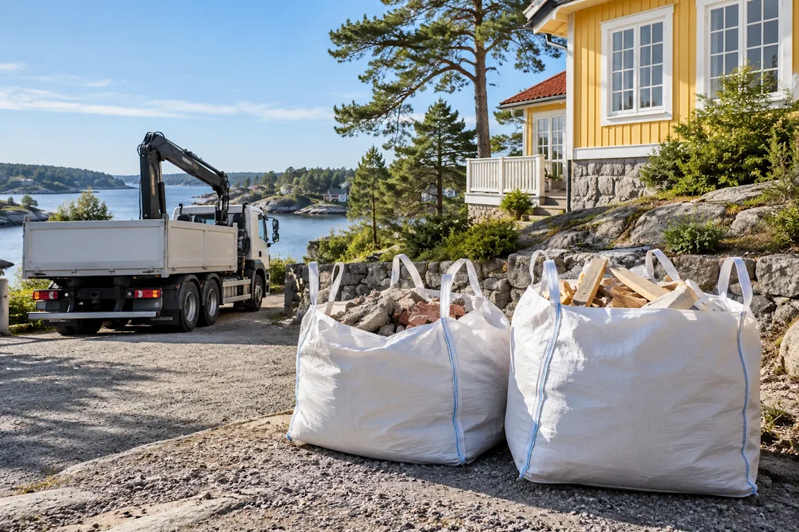 Hämtning av byggsäckar i Vaxholm