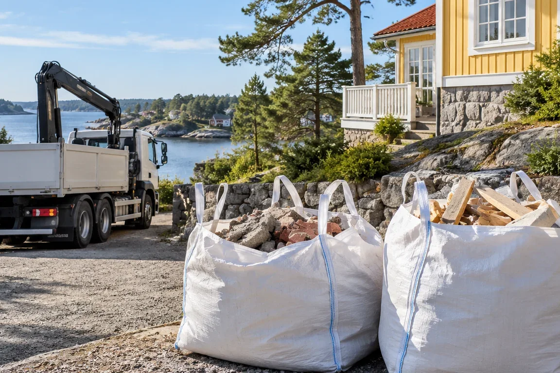 Hämtning av byggsäckar i Vaxholm