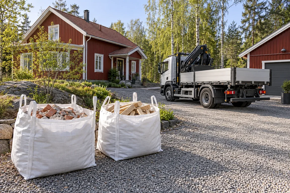 Hämtning av byggsäckar i Haninge