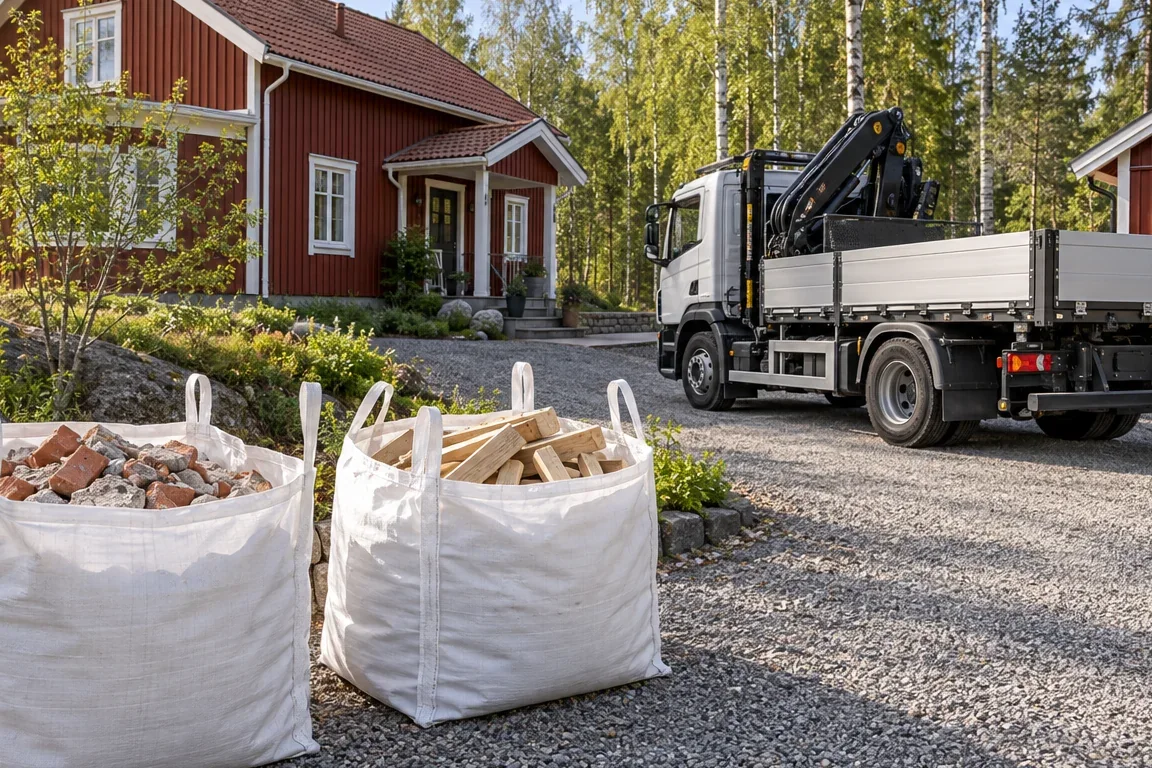 Hämtning av byggsäckar i Haninge
