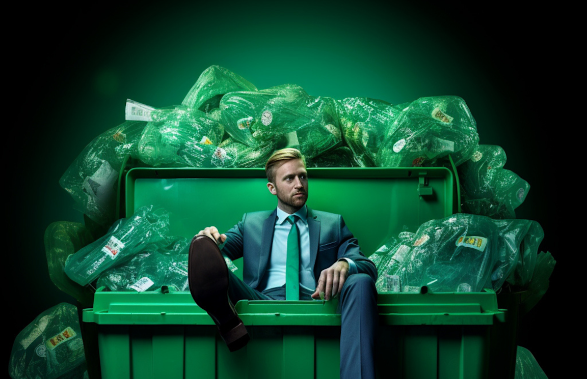 Var ingen sopa - bild på stilig man i en soptunna