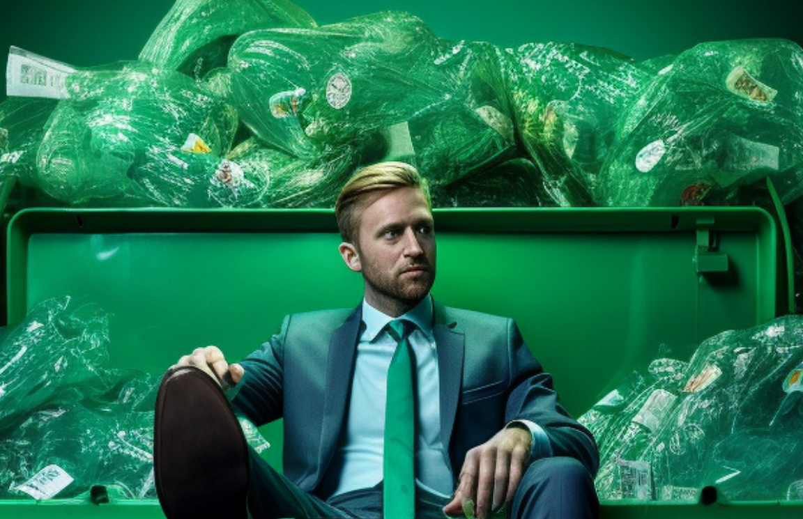 Var ingen sopa - bild på stilig man i en soptunna