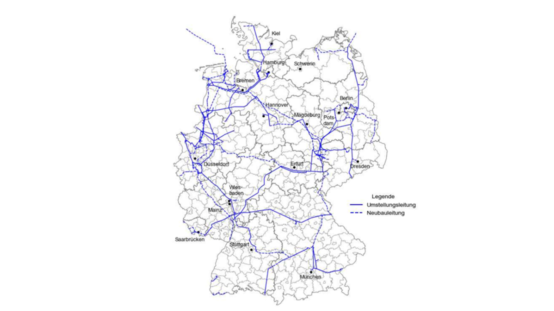 Ergebnis der Modellierung zum Wasserstoff-Kernnetz
