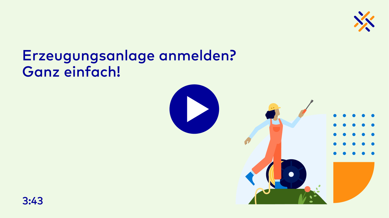 Thumbnail mit grünem Hintergrund und rechts in der Ecke das Netze BW Logo, links steht "Erzeugungsanlage anmelden? Ganz einfach."