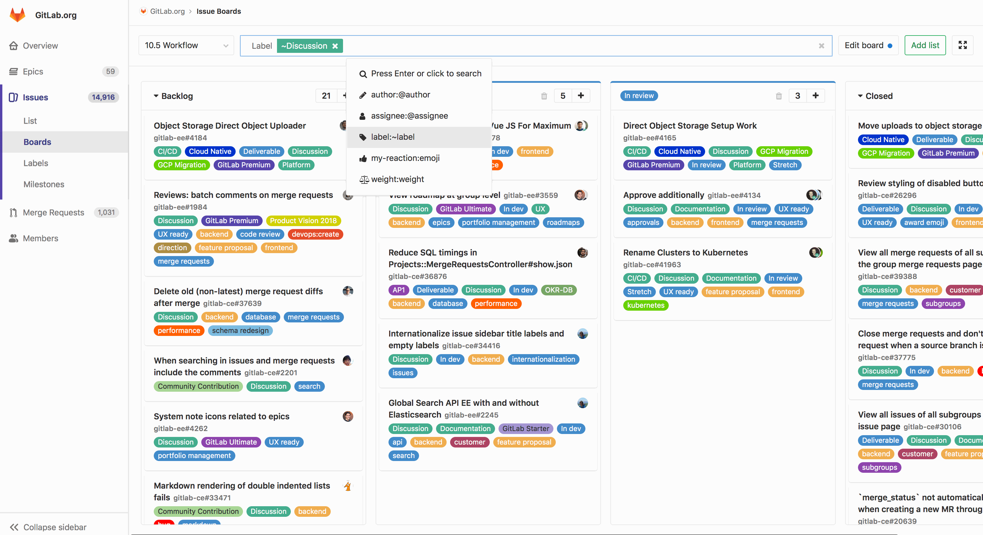 A placeholder issue board