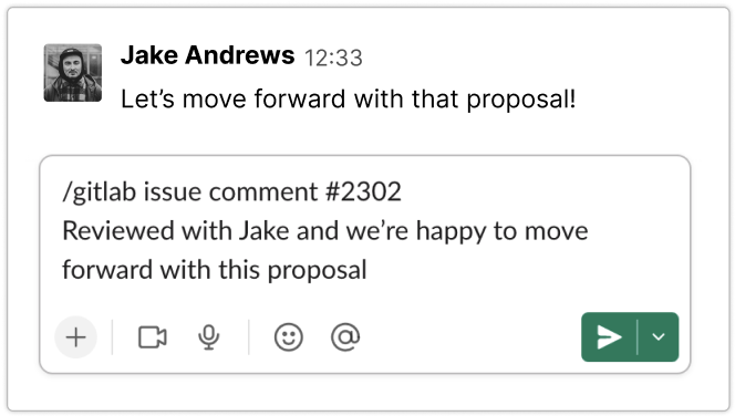 A screenshot of a slack comment about a GitLab issue