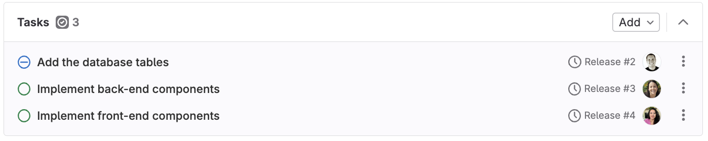 A placeholder list of tasks