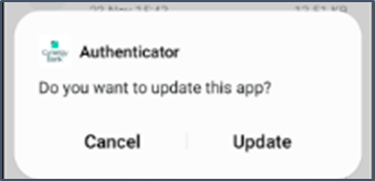 Authenticator app - do you want to update this app?