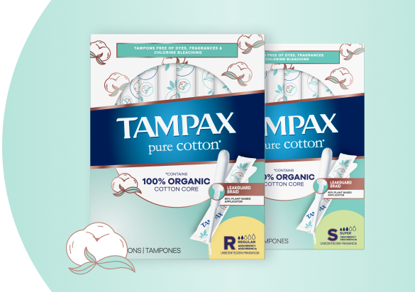 Tampons Tampax Pure Cotton, avec centre fait à 100 % de coton biologique,  degré d'absorption régulier 24 tampons, non parfumés 
