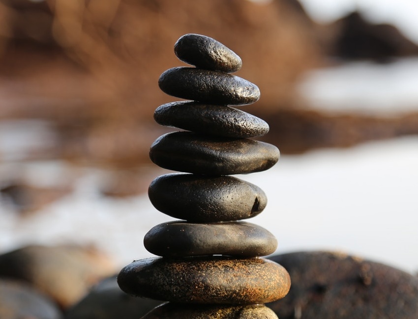 Pile of pebbles balanced on top of each other