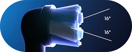 Inovativní štětiny CrissCross na charakteristické kulaté kartáčkové hlavě Oral-B a dokonalý 16stupňový úhel zajišťují vrcholnou efektivitu čištění.