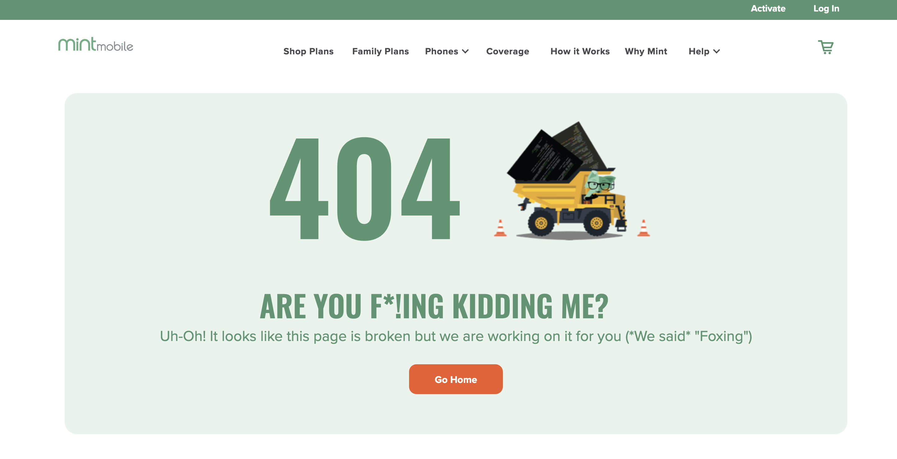 Mint Mobile 404 Page