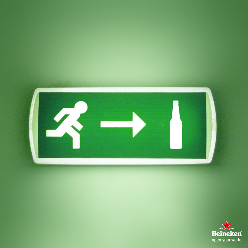 Notausgangsschild mit Heineken
