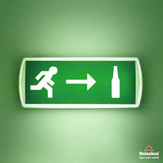 Notausgangsschild mit Heineken