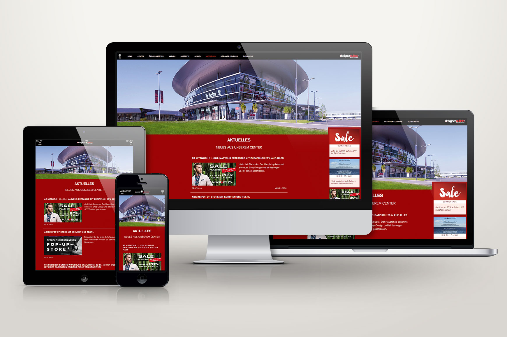 Die Darstellung passt sich allen möglichen Screengrößen flexibel an.