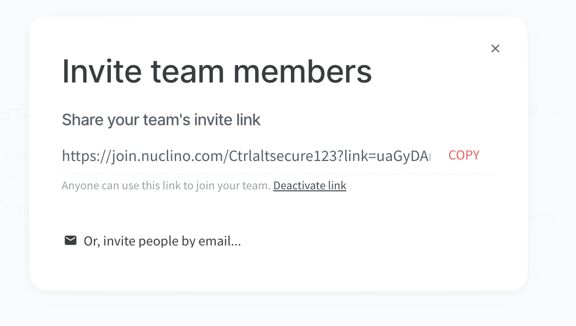 Nuclino team invite