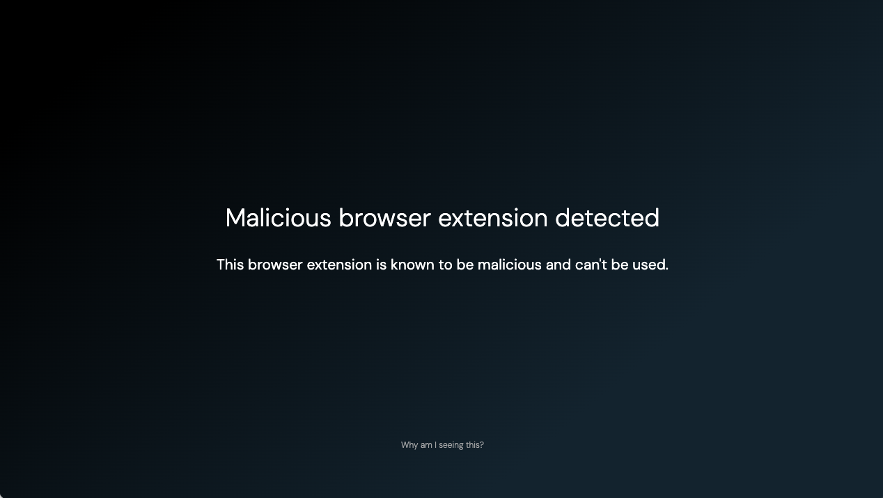 Malicious extension block screen - KB 10148