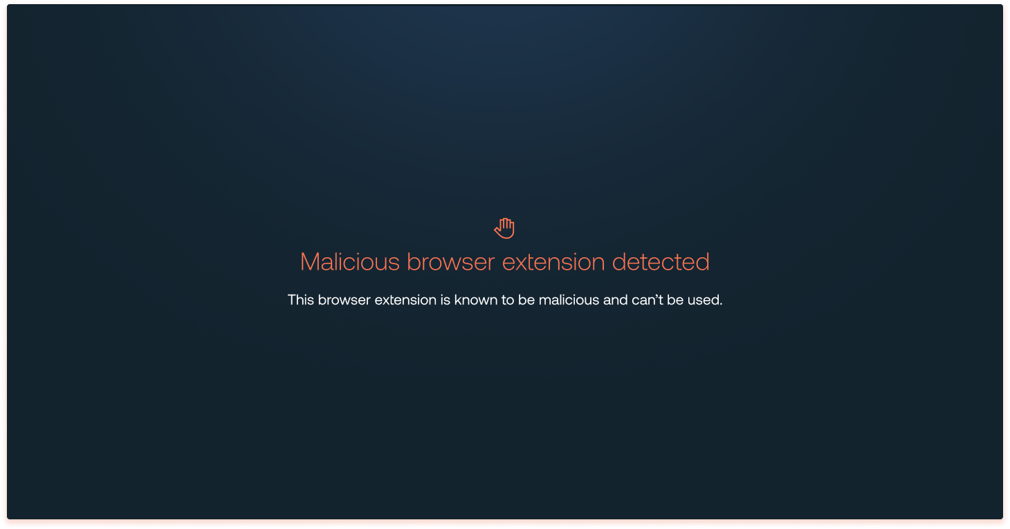Malicious extension block screen - KB 10148