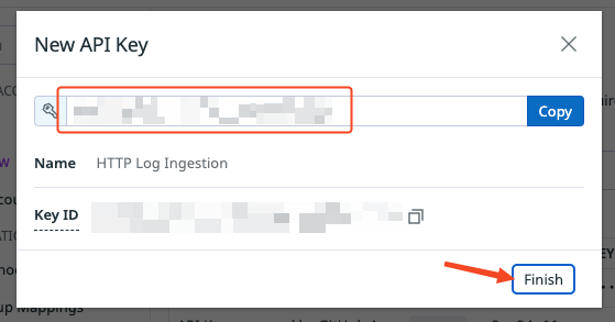 Datadog copy api key - docs - Datadog SIEM