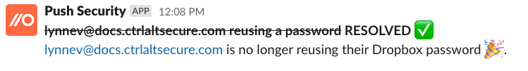 ChatOps message - security finding - resolved - KB 10093