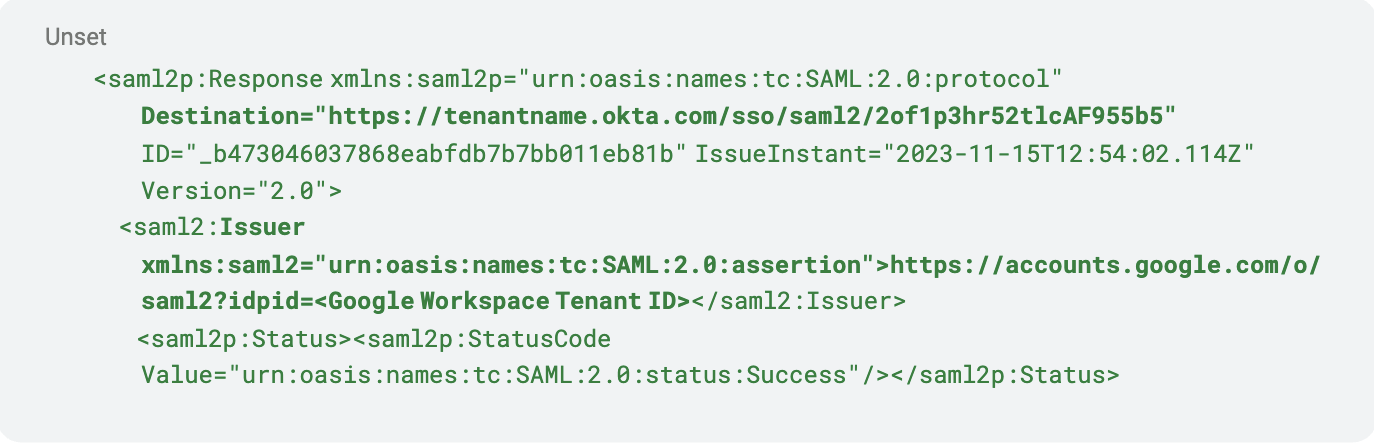SAML code 1
