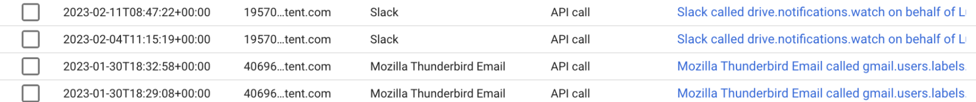 Activity log for Thunderbird email integration