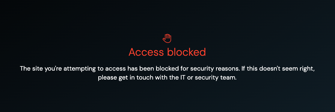 URL blocking message