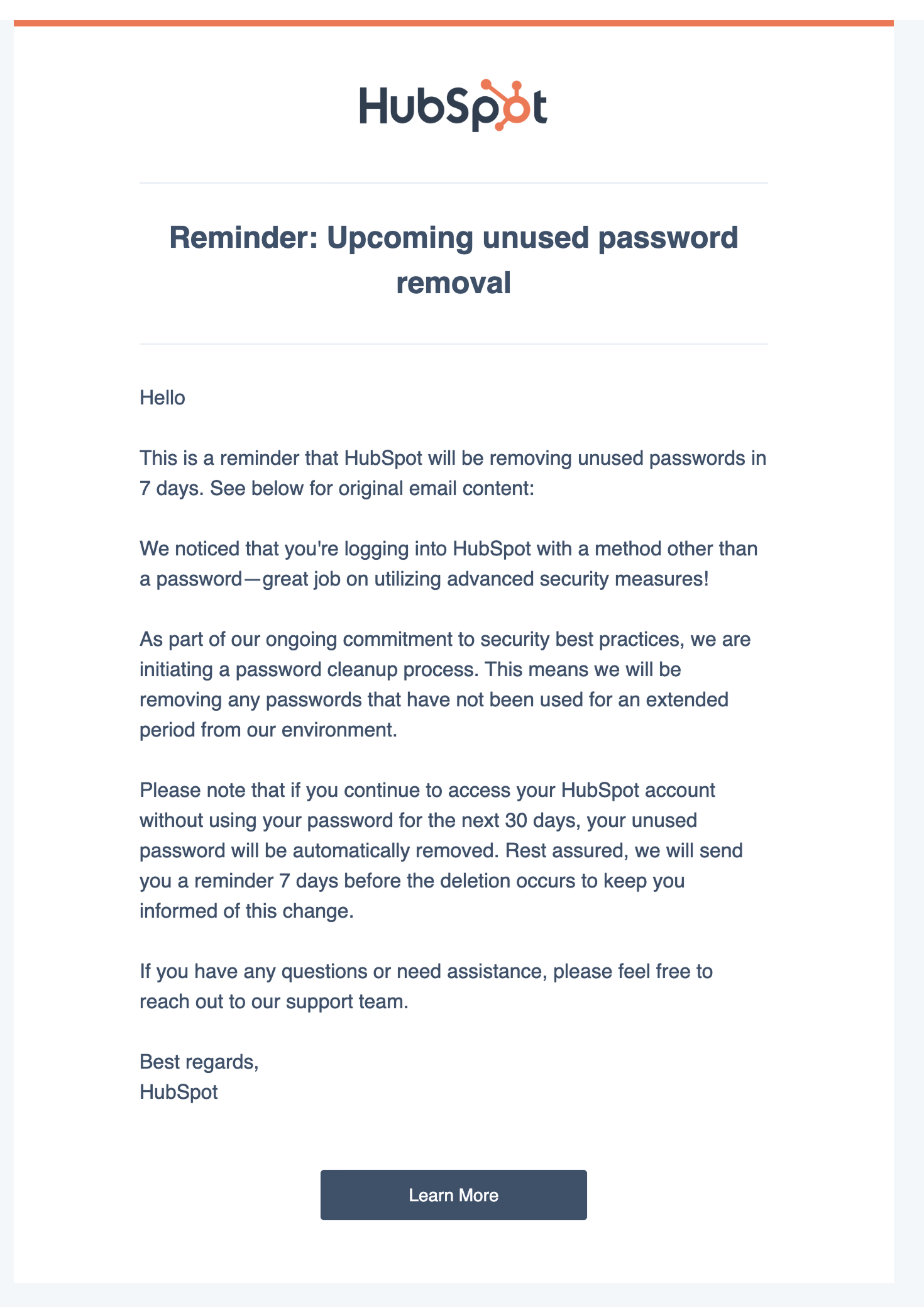 HubSpot automatic password removal