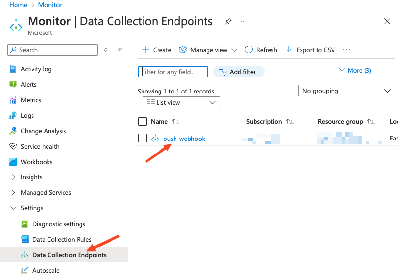 Azure data collection rule step 3 - Sentinel SIEM