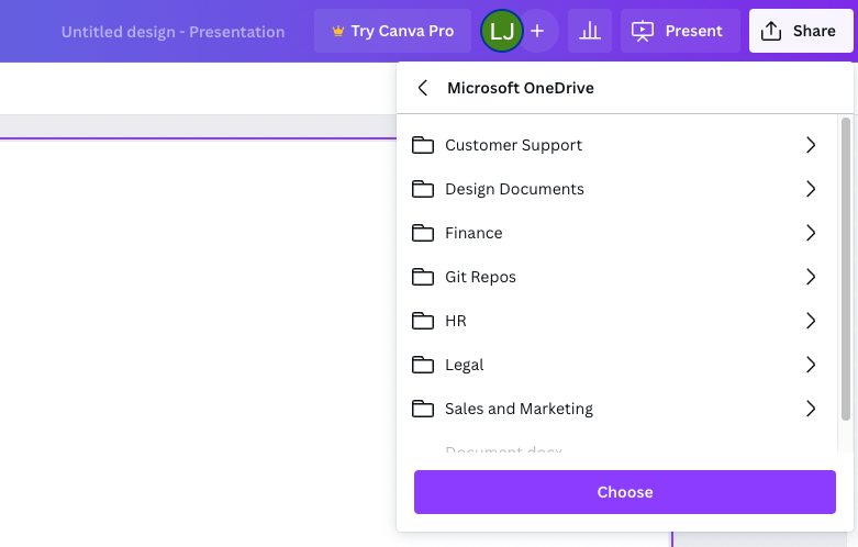 Granting access to OneDrive