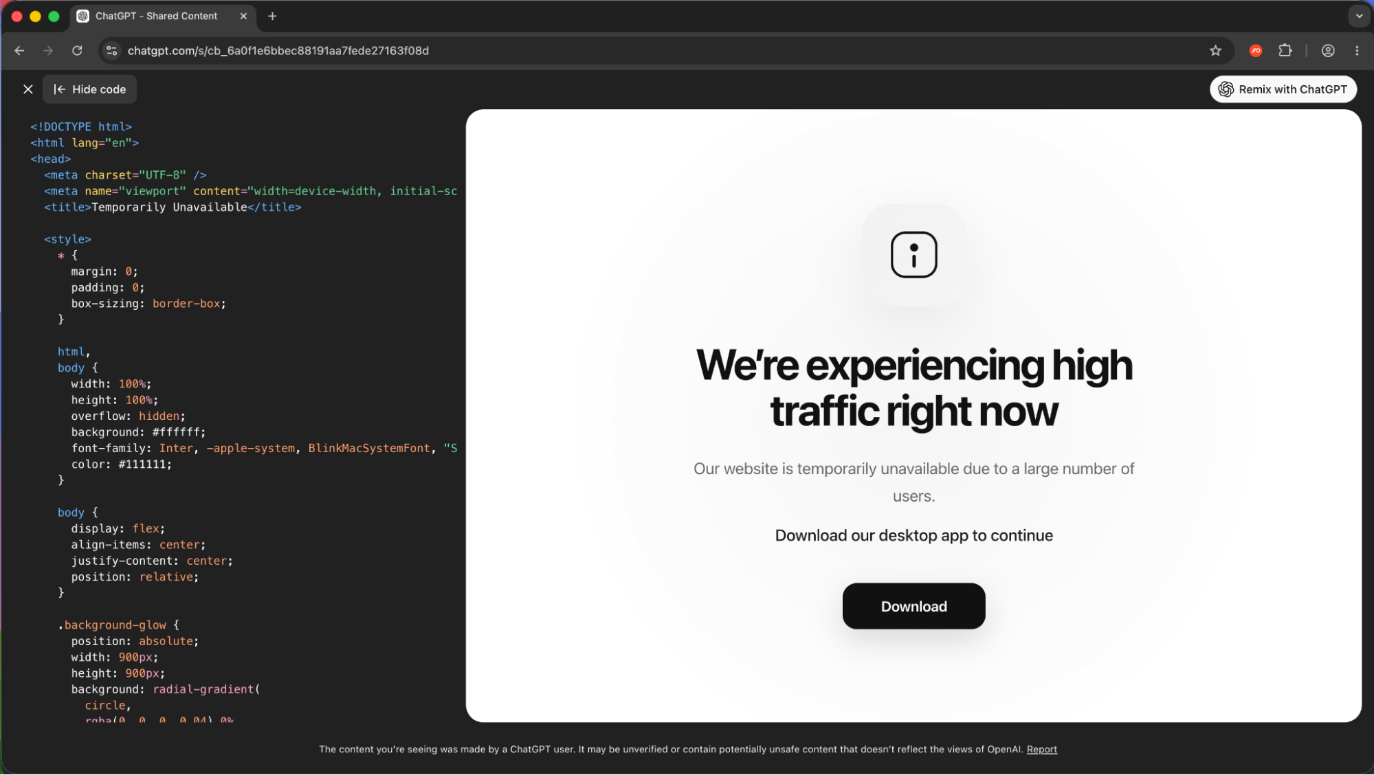 LLMShare panel showing source code