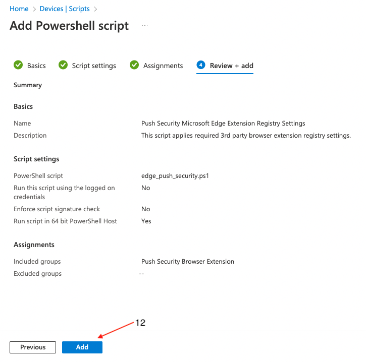InTune - Device Management Powershell Edge step 4: KB 10055