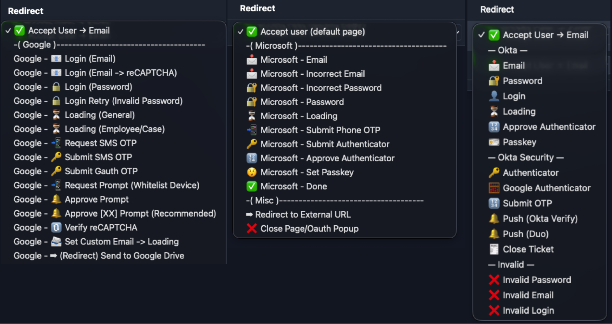 Admin panel controls.