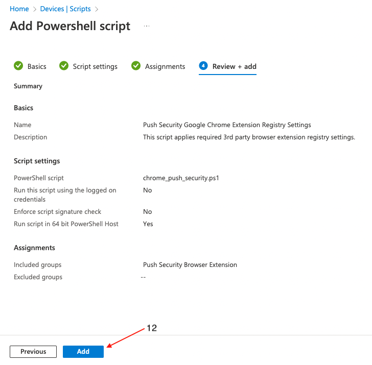 InTune - Device Management Powershell Chrome step 4: KB 10054
