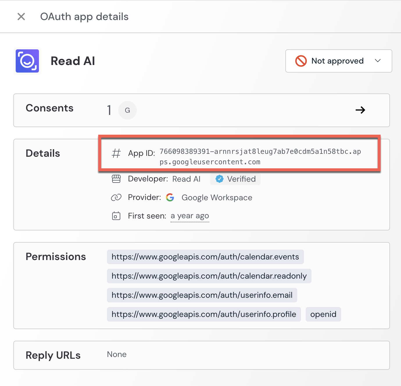 Google integration metadata example - KB 10087