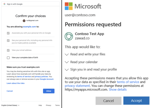 OAuth consent screens