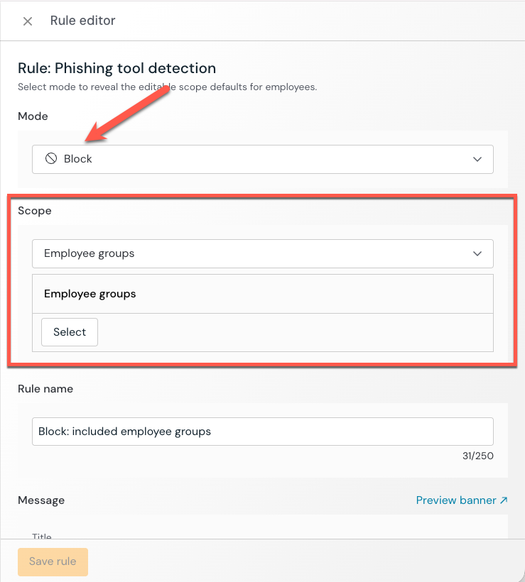 Rule configuration example - blog article - custom branding